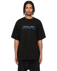 schwarzes bedrucktes T-Shirt mit einem Rundhalsausschnitt von JERIH