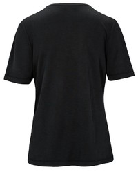 schwarzes bedrucktes T-Shirt mit einem Rundhalsausschnitt von JETTE