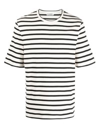 schwarzes bedrucktes T-Shirt mit einem Rundhalsausschnitt von Jil Sander