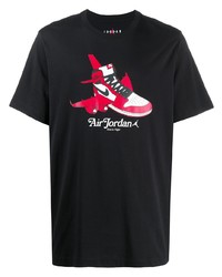 schwarzes bedrucktes T-Shirt mit einem Rundhalsausschnitt von Jordan