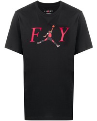 schwarzes bedrucktes T-Shirt mit einem Rundhalsausschnitt von Jordan