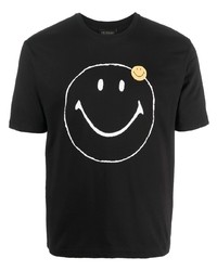 schwarzes bedrucktes T-Shirt mit einem Rundhalsausschnitt von Joshua Sanders