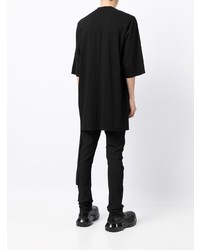 schwarzes bedrucktes T-Shirt mit einem Rundhalsausschnitt von Rick Owens DRKSHDW