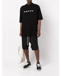 schwarzes bedrucktes T-Shirt mit einem Rundhalsausschnitt von Rick Owens DRKSHDW