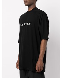 schwarzes bedrucktes T-Shirt mit einem Rundhalsausschnitt von Rick Owens DRKSHDW