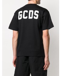 schwarzes bedrucktes T-Shirt mit einem Rundhalsausschnitt von Gcds