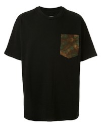 schwarzes bedrucktes T-Shirt mit einem Rundhalsausschnitt von Just Don