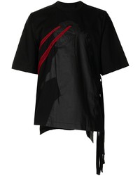 schwarzes bedrucktes T-Shirt mit einem Rundhalsausschnitt von JUST IN XX