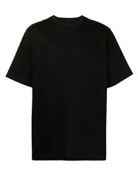 schwarzes bedrucktes T-Shirt mit einem Rundhalsausschnitt von Juun.J