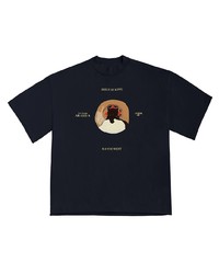 schwarzes bedrucktes T-Shirt mit einem Rundhalsausschnitt von Kanye West