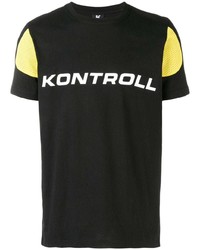 schwarzes bedrucktes T-Shirt mit einem Rundhalsausschnitt von Kappa Kontroll