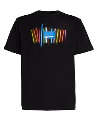 schwarzes bedrucktes T-Shirt mit einem Rundhalsausschnitt von KARL LAGERFELD JEANS