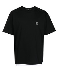 schwarzes bedrucktes T-Shirt mit einem Rundhalsausschnitt von Karl Lagerfeld