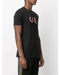 schwarzes bedrucktes T-Shirt mit einem Rundhalsausschnitt von Karl Lagerfeld