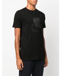 schwarzes bedrucktes T-Shirt mit einem Rundhalsausschnitt von Karl Lagerfeld