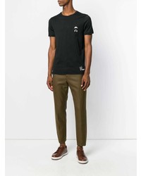 schwarzes bedrucktes T-Shirt mit einem Rundhalsausschnitt von Fendi