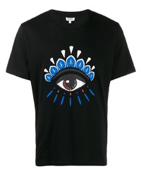 schwarzes bedrucktes T-Shirt mit einem Rundhalsausschnitt von Kenzo