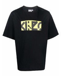 schwarzes bedrucktes T-Shirt mit einem Rundhalsausschnitt von Kenzo