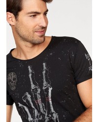 schwarzes bedrucktes T-Shirt mit einem Rundhalsausschnitt von Key Largo