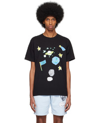 schwarzes bedrucktes T-Shirt mit einem Rundhalsausschnitt von Kids Worldwide