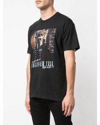 schwarzes bedrucktes T-Shirt mit einem Rundhalsausschnitt von Supreme