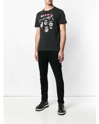 schwarzes bedrucktes T-Shirt mit einem Rundhalsausschnitt von John Varvatos