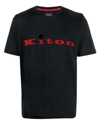 schwarzes bedrucktes T-Shirt mit einem Rundhalsausschnitt von Kiton