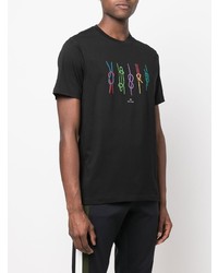 schwarzes bedrucktes T-Shirt mit einem Rundhalsausschnitt von PS Paul Smith