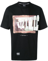 schwarzes bedrucktes T-Shirt mit einem Rundhalsausschnitt von Kokon To Zai