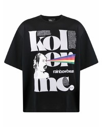 schwarzes bedrucktes T-Shirt mit einem Rundhalsausschnitt von Kolor