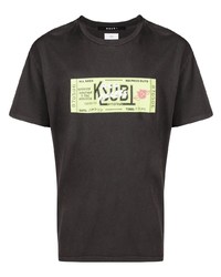 schwarzes bedrucktes T-Shirt mit einem Rundhalsausschnitt von Ksubi