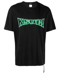 schwarzes bedrucktes T-Shirt mit einem Rundhalsausschnitt von Ksubi