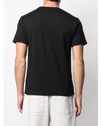 schwarzes bedrucktes T-Shirt mit einem Rundhalsausschnitt von White Mountaineering