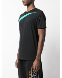 schwarzes bedrucktes T-Shirt mit einem Rundhalsausschnitt von Nike