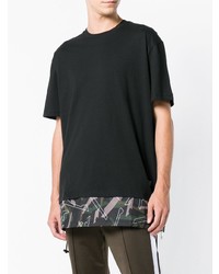 schwarzes bedrucktes T-Shirt mit einem Rundhalsausschnitt von Les Hommes Urban