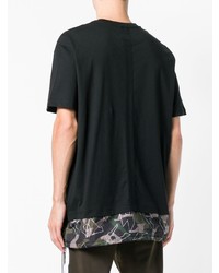 schwarzes bedrucktes T-Shirt mit einem Rundhalsausschnitt von Les Hommes Urban