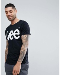 schwarzes bedrucktes T-Shirt mit einem Rundhalsausschnitt von Lee