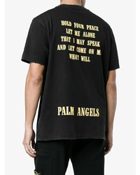 schwarzes bedrucktes T-Shirt mit einem Rundhalsausschnitt von Palm Angels