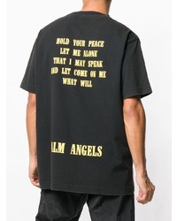 schwarzes bedrucktes T-Shirt mit einem Rundhalsausschnitt von Palm Angels