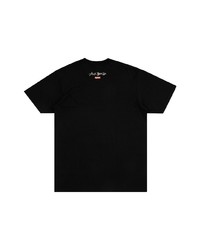 schwarzes bedrucktes T-Shirt mit einem Rundhalsausschnitt von Supreme