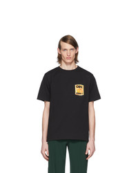 schwarzes bedrucktes T-Shirt mit einem Rundhalsausschnitt von Lemaire