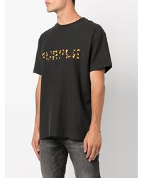 schwarzes bedrucktes T-Shirt mit einem Rundhalsausschnitt von purple brand