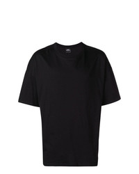 schwarzes bedrucktes T-Shirt mit einem Rundhalsausschnitt von Les (Art)ists