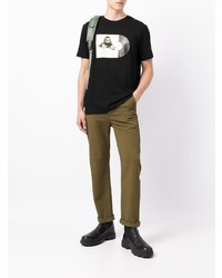 schwarzes bedrucktes T-Shirt mit einem Rundhalsausschnitt von Armani Exchange