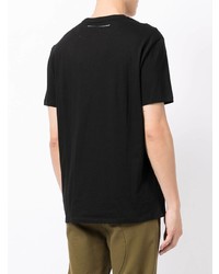 schwarzes bedrucktes T-Shirt mit einem Rundhalsausschnitt von Armani Exchange