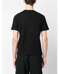 schwarzes bedrucktes T-Shirt mit einem Rundhalsausschnitt von Black Comme Des Garçons