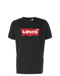 schwarzes bedrucktes T-Shirt mit einem Rundhalsausschnitt von Levi's