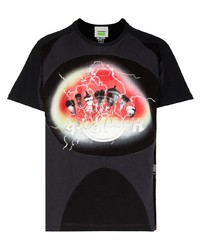 schwarzes bedrucktes T-Shirt mit einem Rundhalsausschnitt von Liam Hodges