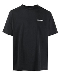schwarzes bedrucktes T-Shirt mit einem Rundhalsausschnitt von Liberaiders