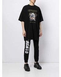 schwarzes bedrucktes T-Shirt mit einem Rundhalsausschnitt von Vetements